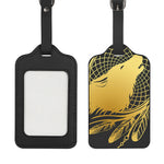 Golden Bohemian Howling Wolf Print Luggage Tag