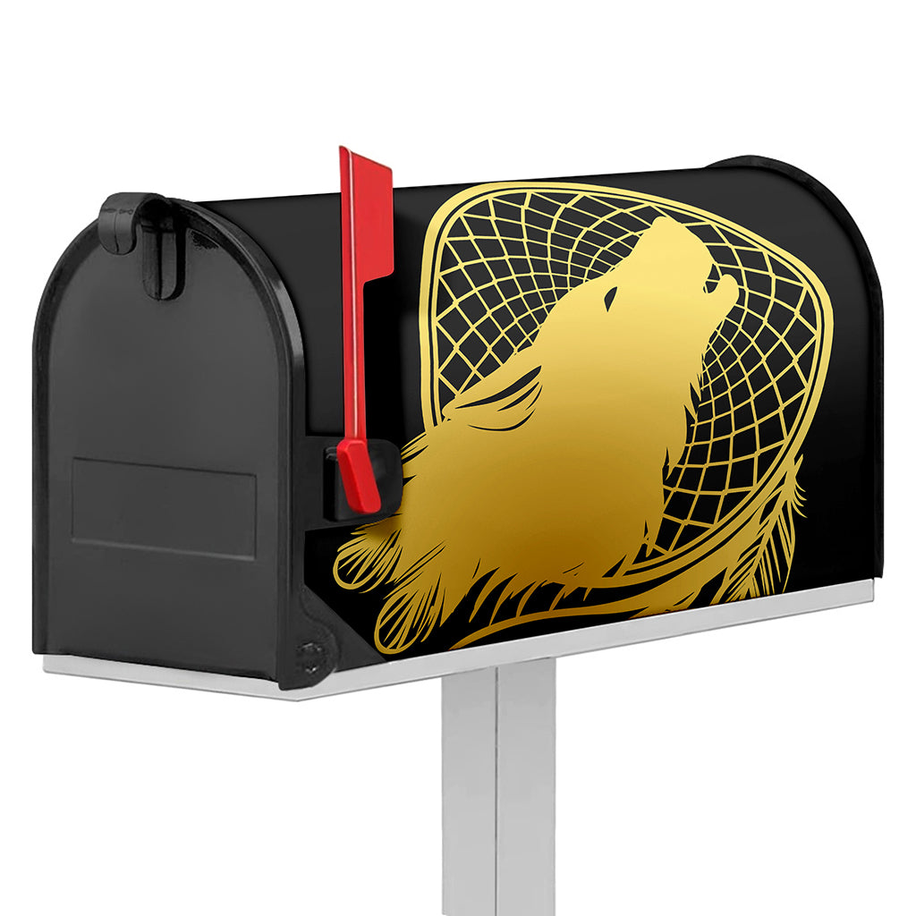 Golden Bohemian Howling Wolf Print Mailbox Cover