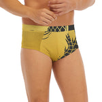 Golden Bohemian Howling Wolf Print Men's Briefs