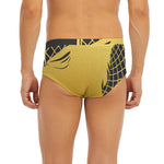 Golden Bohemian Howling Wolf Print Men's Briefs