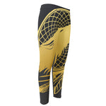 Golden Bohemian Howling Wolf Print Men's Compression Pants