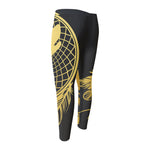 Golden Bohemian Howling Wolf Print Men's Compression Pants