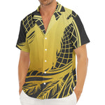 Golden Bohemian Howling Wolf Print Men's Deep V-Neck Shirt