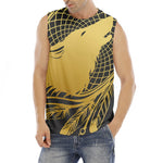Golden Bohemian Howling Wolf Print Men's Fitness Tank Top