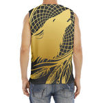 Golden Bohemian Howling Wolf Print Men's Fitness Tank Top