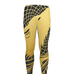 Golden Bohemian Howling Wolf Print Men's leggings