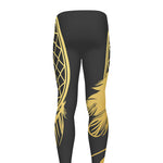 Golden Bohemian Howling Wolf Print Men's leggings