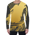 Golden Bohemian Howling Wolf Print Men's Long Sleeve T-Shirt