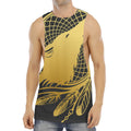 Golden Bohemian Howling Wolf Print Men's Muscle Tank Top