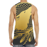 Golden Bohemian Howling Wolf Print Men's Muscle Tank Top