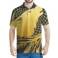 Golden Bohemian Howling Wolf Print Men's Polo Shirt
