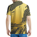 Golden Bohemian Howling Wolf Print Men's Polo Shirt