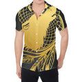 Golden Bohemian Howling Wolf Print Men's Shirt