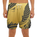 Golden Bohemian Howling Wolf Print Men's Split Running Shorts