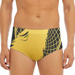 Golden Bohemian Howling Wolf Print Men's Triangle Swim Briefs