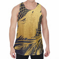 Golden Bohemian Howling Wolf Print Men's Velvet Tank Top