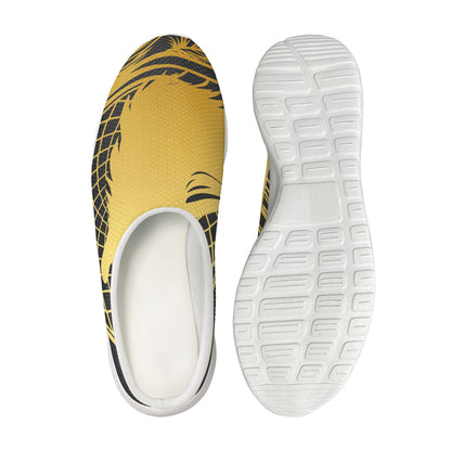 Golden Bohemian Howling Wolf Print Mesh Casual Shoes