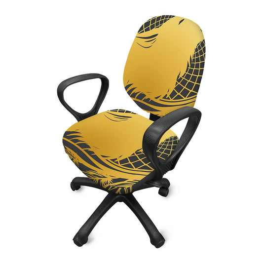 Golden Bohemian Howling Wolf Print Office Chair Cover