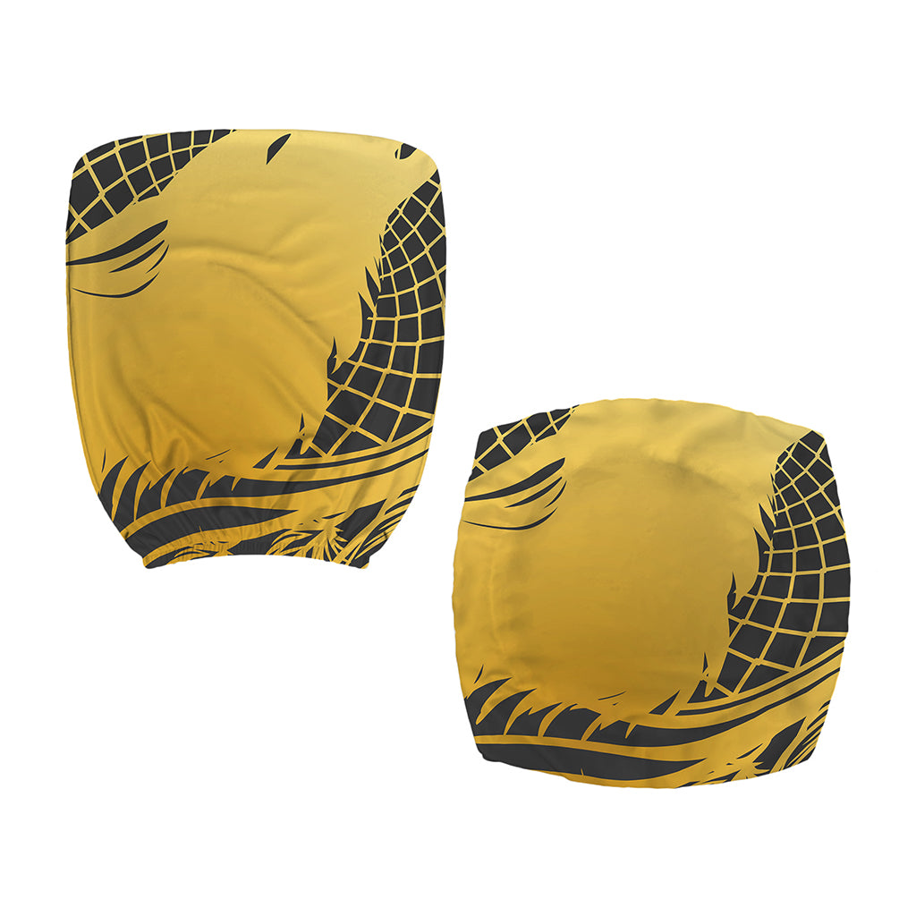 Golden Bohemian Howling Wolf Print Office Chair Cover