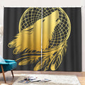 Golden Bohemian Howling Wolf Print Pencil Pleat Curtains