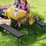 Golden Bohemian Howling Wolf Print Picnic Table Cover