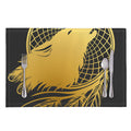 Golden Bohemian Howling Wolf Print Placemat