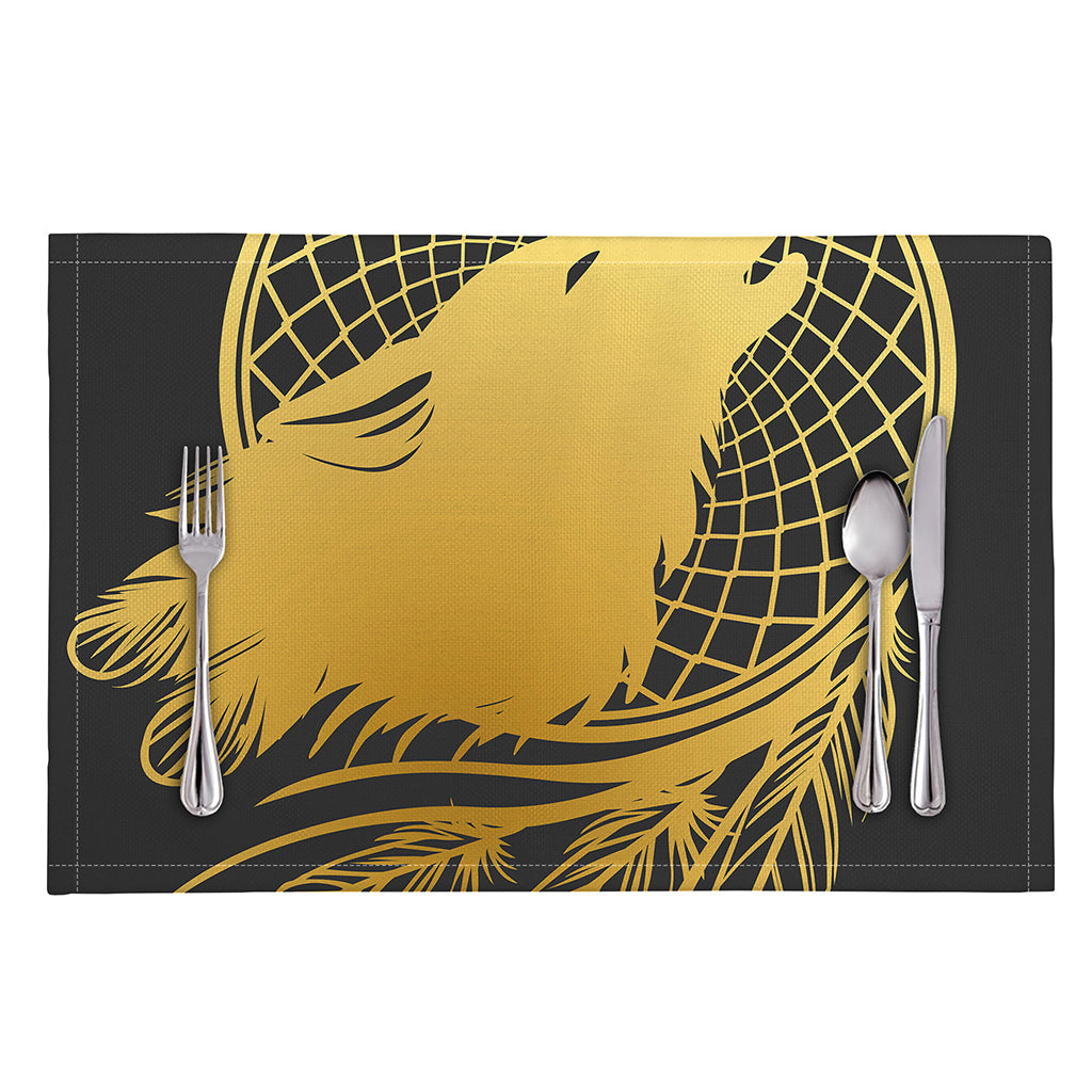 Golden Bohemian Howling Wolf Print Placemat