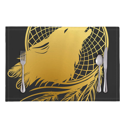 Golden Bohemian Howling Wolf Print Placemat