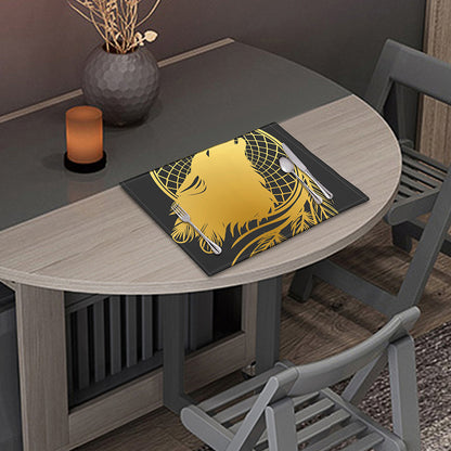 Golden Bohemian Howling Wolf Print Placemat