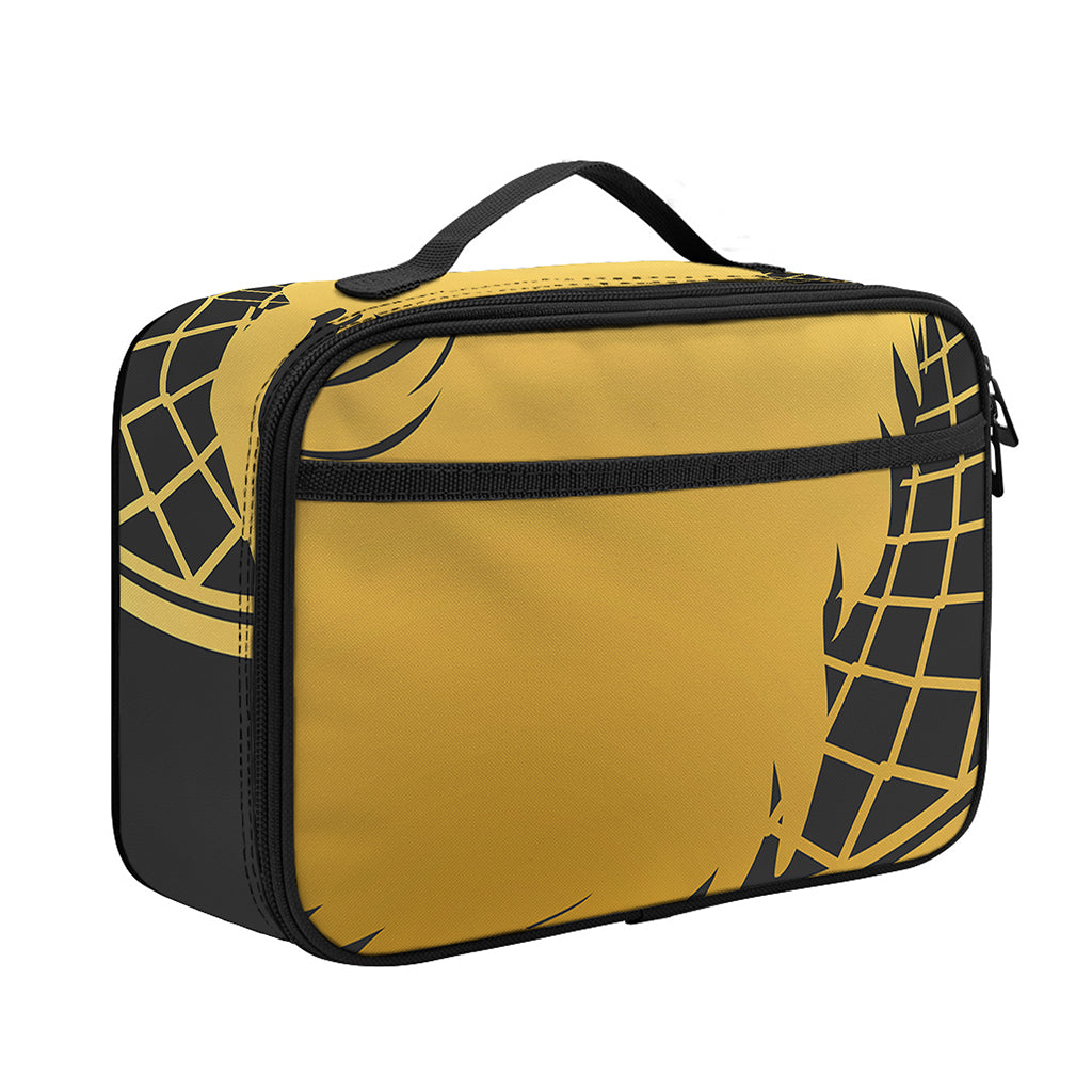 Golden Bohemian Howling Wolf Print Portable Lunch Bag