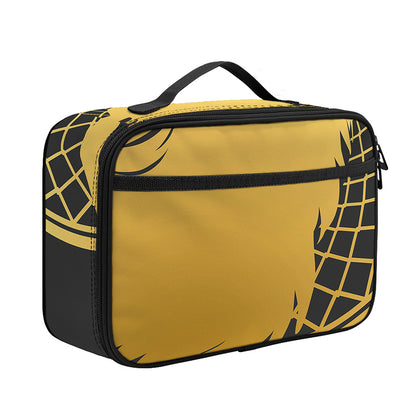 Golden Bohemian Howling Wolf Print Portable Lunch Bag