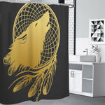 Golden Bohemian Howling Wolf Print Premium Shower Curtain