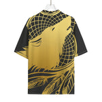 Golden Bohemian Howling Wolf Print Rayon Hawaiian Shirt