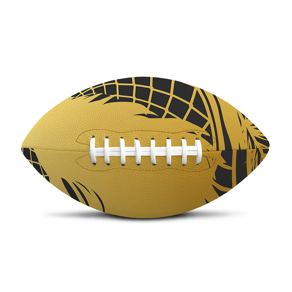 Golden Bohemian Howling Wolf Print Rugby Ball