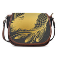 Golden Bohemian Howling Wolf Print Saddle Bag