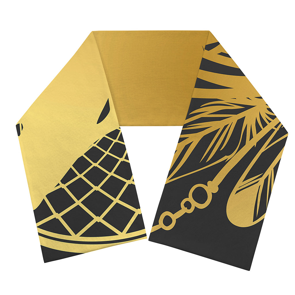 Golden Bohemian Howling Wolf Print Scarf