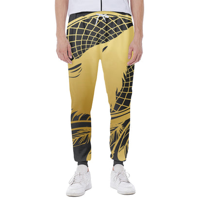 Golden Bohemian Howling Wolf Print Scuba Joggers