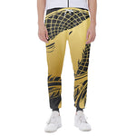 Golden Bohemian Howling Wolf Print Scuba Joggers