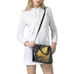 Golden Bohemian Howling Wolf Print Shoulder Handbag