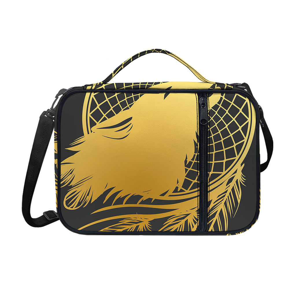 Golden Bohemian Howling Wolf Print Shoulder Strap Bible Bag