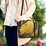 Golden Bohemian Howling Wolf Print Shoulder Strap Bible Bag