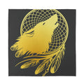 Golden Bohemian Howling Wolf Print Silk Bandana