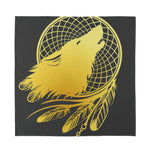 Golden Bohemian Howling Wolf Print Silk Bandana