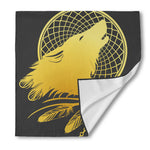 Golden Bohemian Howling Wolf Print Silk Bandana