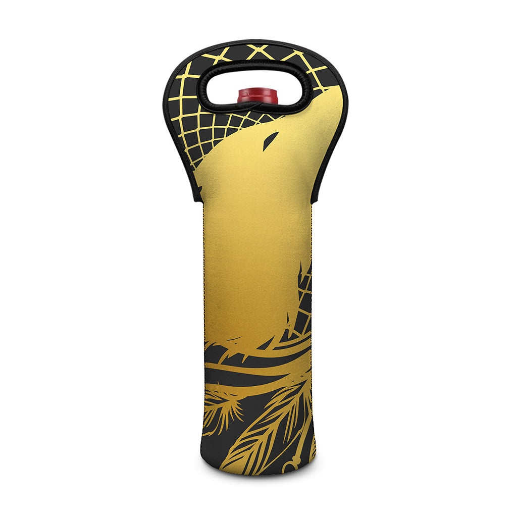 Golden Bohemian Howling Wolf Print Single Neoprene Wine Tote