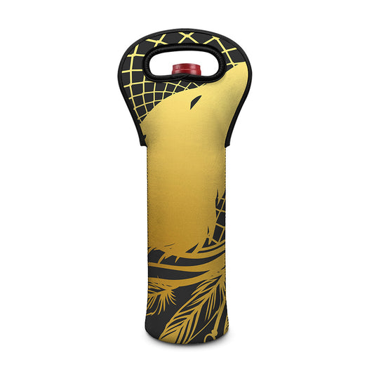 Golden Bohemian Howling Wolf Print Single Neoprene Wine Tote