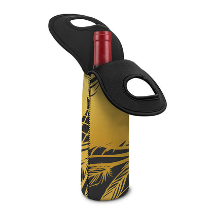 Golden Bohemian Howling Wolf Print Single Neoprene Wine Tote