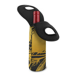 Golden Bohemian Howling Wolf Print Single Neoprene Wine Tote