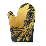 Golden Bohemian Howling Wolf Print Single Oven Mitt