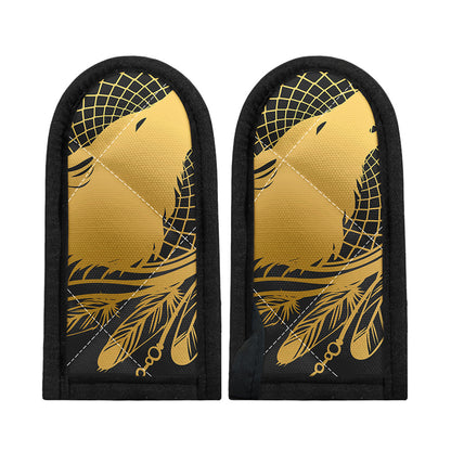 Golden Bohemian Howling Wolf Print Skillet Handle Cover